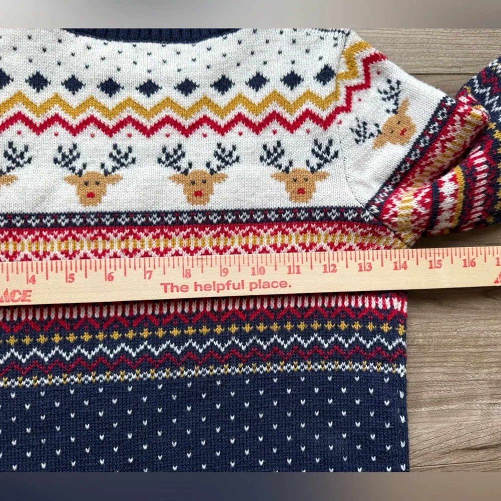 F&F reindeer pattern Christmas jumper knit sweater EUR 7-8Y navy